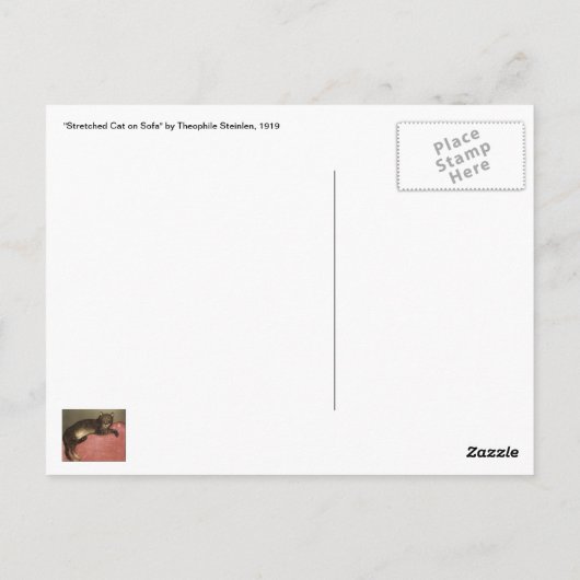 Uitgerekte kat op bank - door Theophile Steinlen Briefkaart (Achterkant)