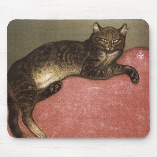 Uitgerekte kat op bank - door Theophile Steinlen Muismat (Voorkant)