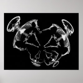 Uitgerekte röntgenfoto skelet familie B&W Poster