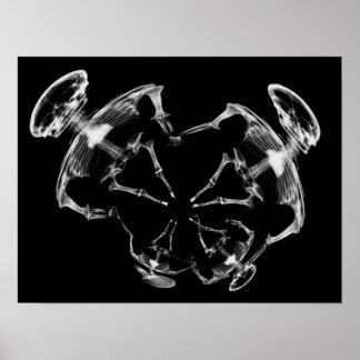 Uitgerekte röntgenfoto skelet familie B&W Poster