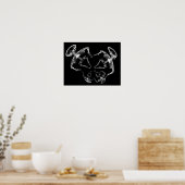 Uitgerekte röntgenfoto skelet familie B&W Poster (Keuken)