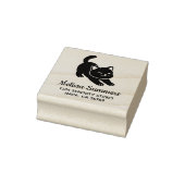Uitgerekte Zwarte Kat Adres Rubberstempel (Stempel)
