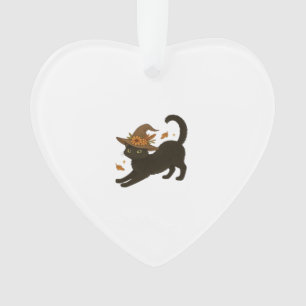 Uitgerekte Zwarte Kat � Hekserige Herfst Klassieke Ornament