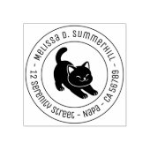 Uitgerekte Zwarte Kat Ronde Adres Rubberstempel (Afrduk)
