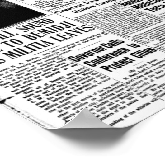 Uitgeroepen door Wereldoorlog: voorpagina krant Poster (Hoek)