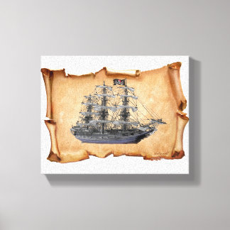 Uitgerolde piratenschip canvas afdruk