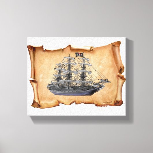 Uitgerolde piratenschip canvas afdruk (Voorkant)