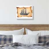Uitgerolde piratenschip canvas afdruk (Insitu (Slaapkamer))