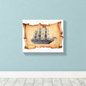 Uitgerolde piratenschip canvas afdruk (Insitu (Houten vloer))