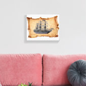 Uitgerolde piratenschip canvas afdruk (Insitu (Woonkamer))