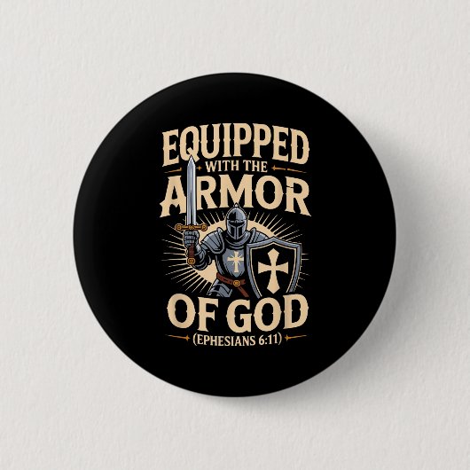 Uitgerust Met Het Wapenrusting Van God Christelijk Ronde Button 5,7 Cm (Voorkant)