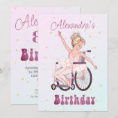 Uitgeschakeld Meisje Ballerina Verjaardag Roze Kaart (Voorkant / Achterkant)