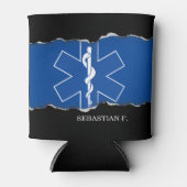 Uitgescheurd EMT Paramedische Symbool Aangepaste N Blikjeskoeler (Voorkant)