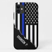 Uitgescheurde look | Dunne blauwe lijn Amerikaanse Case-Mate iPhone Case (Achterkant)