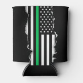 Uitgescheurde look Dunne groene lijn Amerikaanse v Blikjeskoeler (Voorkant)