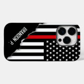 Uitgescheurde look dunne rode lijn Amerikaanse vla Case-Mate iPhone Case (Achterkant (horizontaal))