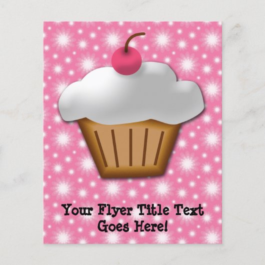 Uitgesneden Cupcake met Roze Kers bovenop Flyer (Voorkant)