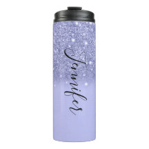 Uitgesplitste blauwe glitter thermische getumbler