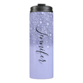 Uitgesplitste blauwe glitter thermische getumbler thermosbeker