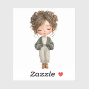 Uitgestanste sticker – Schattig meisjespersonage