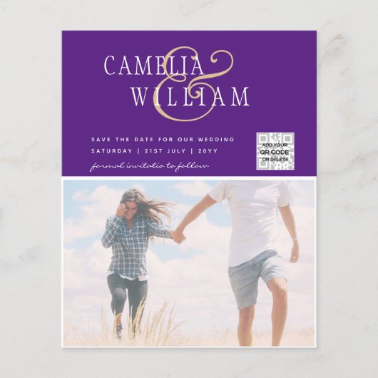 UITGESTEKEN Huwelijksuitnodiging Bewaar Datum QR C Flyer (Voorkant)