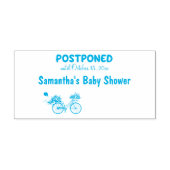 UITGESTELD Baby shower Event Custom Date Bike Zelfinktende Stempel (Design)