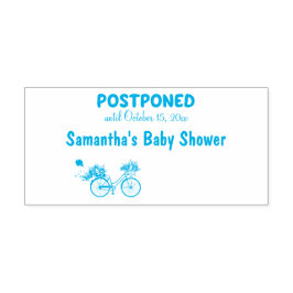UITGESTELD Baby shower Event Custom Date Bike Zelfinktende Stempel