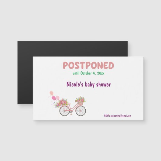 Uitgesteld Baby shower met bloemenfiets (Voorkant / Achterkant)