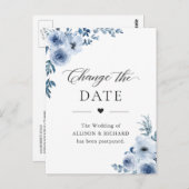 Uitgesteld Bericht van Stofblauw Bloemen Briefkaart (Voorkant / Achterkant)