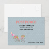 UITGESTELD Bruidsbadfeest Fiets- en Bloemige Stipp Uitnodiging Briefkaart (Voorkant / Achterkant)