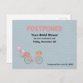 UITGESTELD Bruidsfeest Fiets- en Bloemige Stippen Uitnodiging Briefkaart (Voorkant / Achterkant)