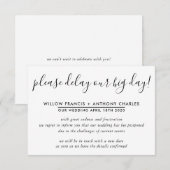 UITGESTELD BRUILOFT vertragen onze grote dag eenvo Kaart (Voorkant / Achterkant)