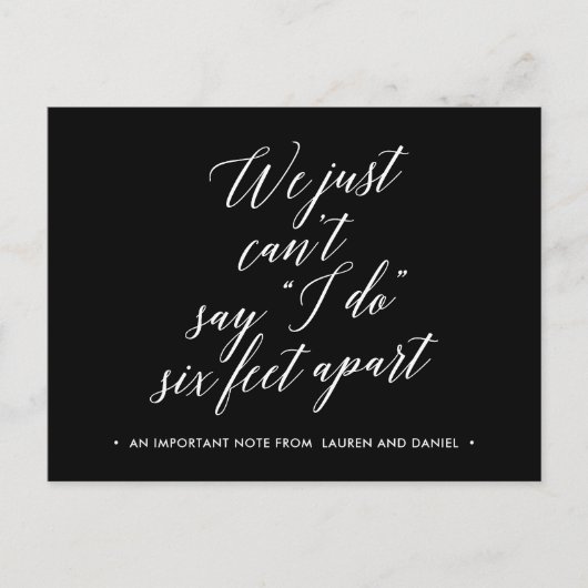 Uitgesteld huwelijk door zes voet afstand Wijzigin Aankondigingskaart (Voorkant)