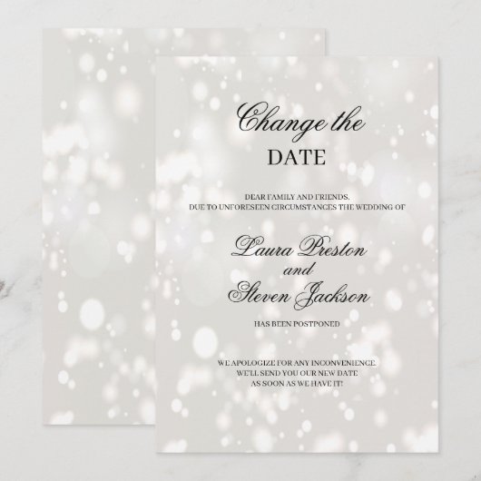 Uitgesteld Huwelijk Modern Verander de Datum Kaart (Voorkant / Achterkant)