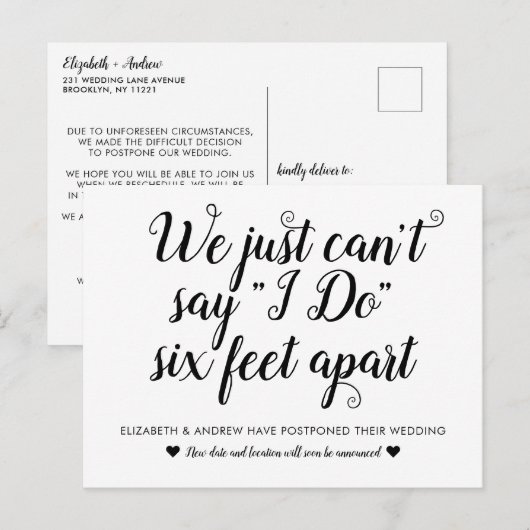Uitgesteld Huwelijk Nieuwe Datum Wedding Aankondigingskaart (Voorkant / Achterkant)