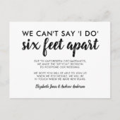 Uitgesteld Huwelijk Nieuwe Datum Zes Voet Apart Aankondigingskaart (Voorkant)