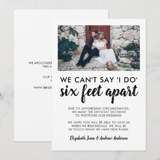 Uitgesteld Huwelijk Verander Datum Foto Bruiloft Aankondiging (Voorkant / Achterkant)