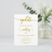 Uitgesteld Huwelijksdatum Update Aankondiging Goud Briefkaart (Staand voorkant)