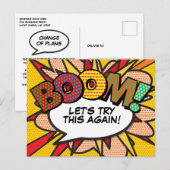 Uitgesteld: Nieuwe Datum Comic Book Pop Art Aankondigingskaart (Voorkant / Achterkant)