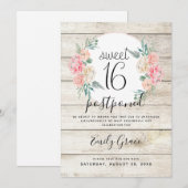 Uitgesteld Rustiek Hout Boho Bloem Sweet 16 Kaart (Voorkant / Achterkant)