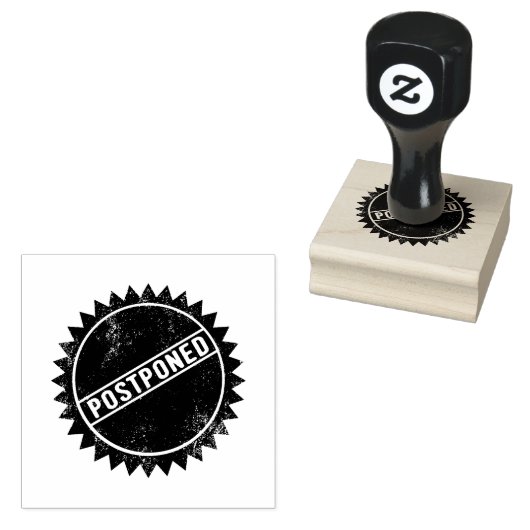 UITGESTELD Tekst Zon Logo Jet Zwarte Inktkleur Uni Rubberstempel (Gestempeld)