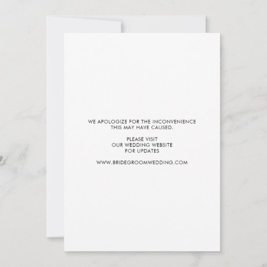 Uitgesteld Verander Datum Foto Bruiloft Six Feet A Aankondiging (Achterkant)