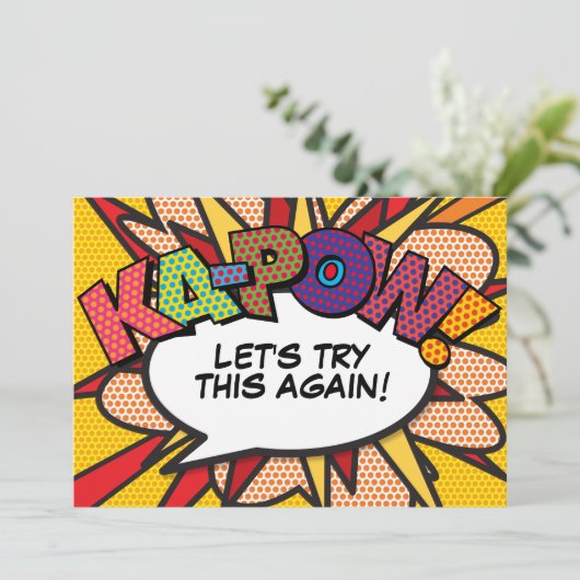 Uitgesteld Verander de datum Fun Comic Book Save The Date (Staand voorkant)