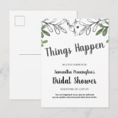 Uitgesteld Vrijgezellenfeest grillige wijnstokken  Uitnodiging Briefkaart (Voorkant / Achterkant)