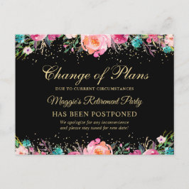 Uitgestelde Aankondiging Bloemrijke Pensioenfeest Briefkaart