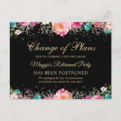 Uitgestelde Aankondiging Bloemstuk Pensioenfeest Briefkaart (Voorkant)