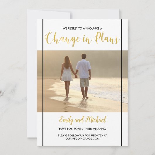 Uitgestelde aankondiging bruiloft Black & Gold-fot (Voorkant)