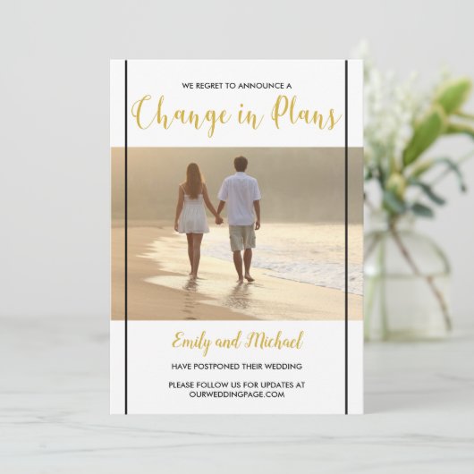 Uitgestelde aankondiging bruiloft Black & Gold-fot (Staand voorkant)