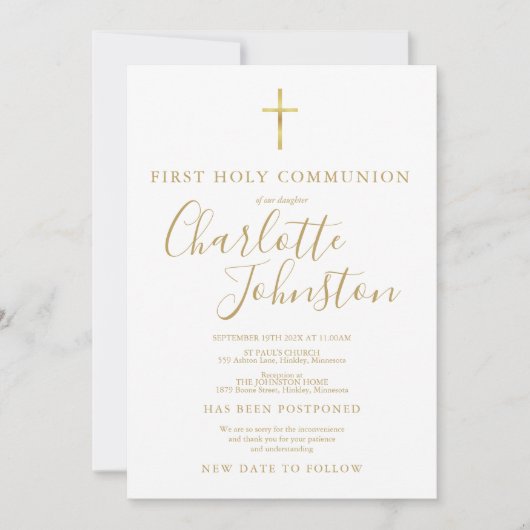 Uitgestelde aankondiging Eerste Heilige Communie (Voorkant)