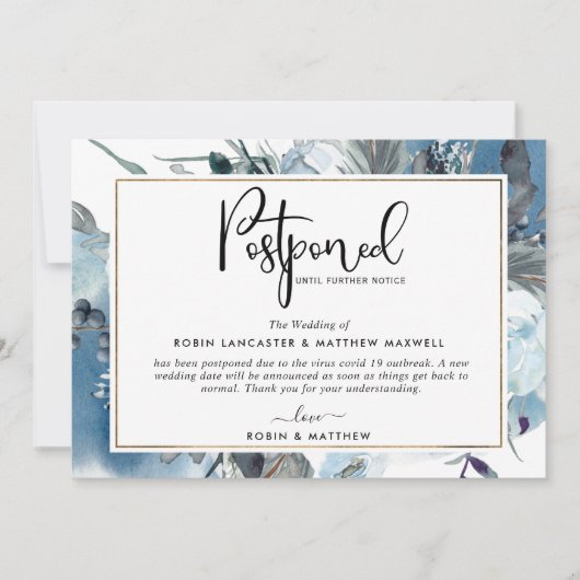 Uitgestelde aankondiging gebeurtenis Blauwe Floral (Voorkant)